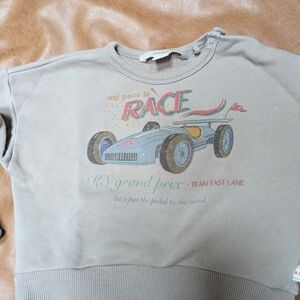 Kids Beige Race Car Sweatshirt Konges Slojd 12m